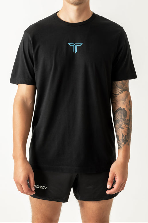 Essential T-Shirt - Blue Icon - Black