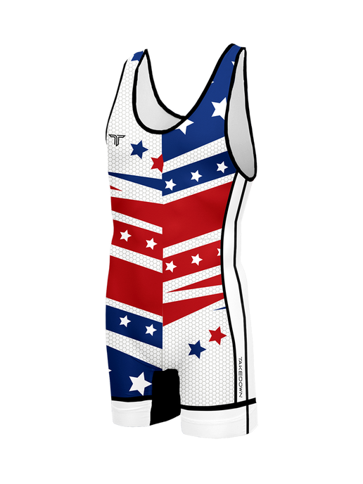 Star Spangled Wrestling Singlet - White